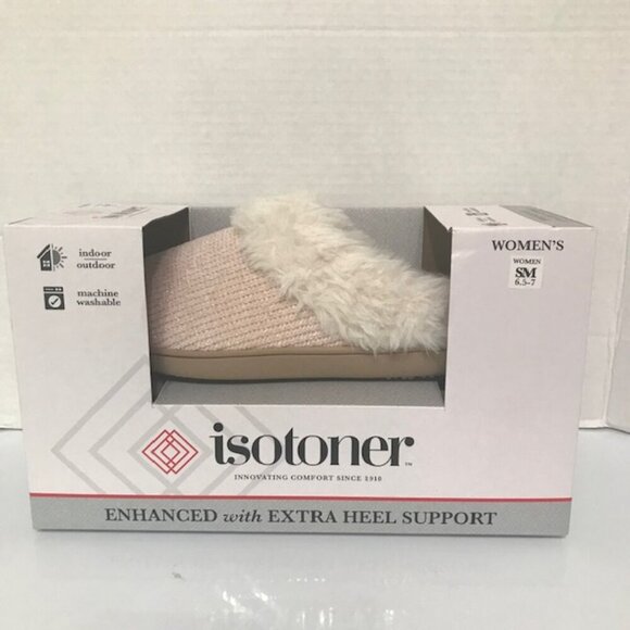 NWT Isotoner Indoor Outdoor Clog Style Slippers Pink Size Small/Medium - Picture 1 of 9